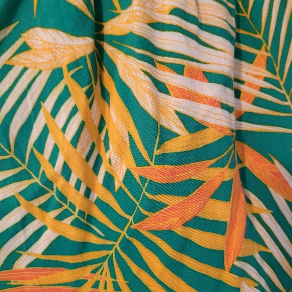 Betsey Johnson palm frond smocked. maxi dress - L.          G68 - Picture 8 of 10